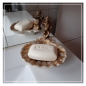 Preview: Porzellan Schale Seifenschale mit Messing Engel im Antik Stil